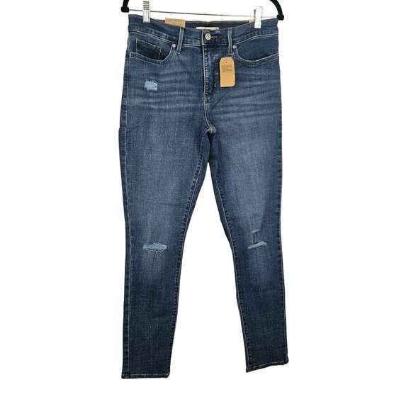 Levis Womens Blue Jeans Size 8 Medium 311 Skinny Shaping W29 L30 Distressed Deni - Picture 1 of 13